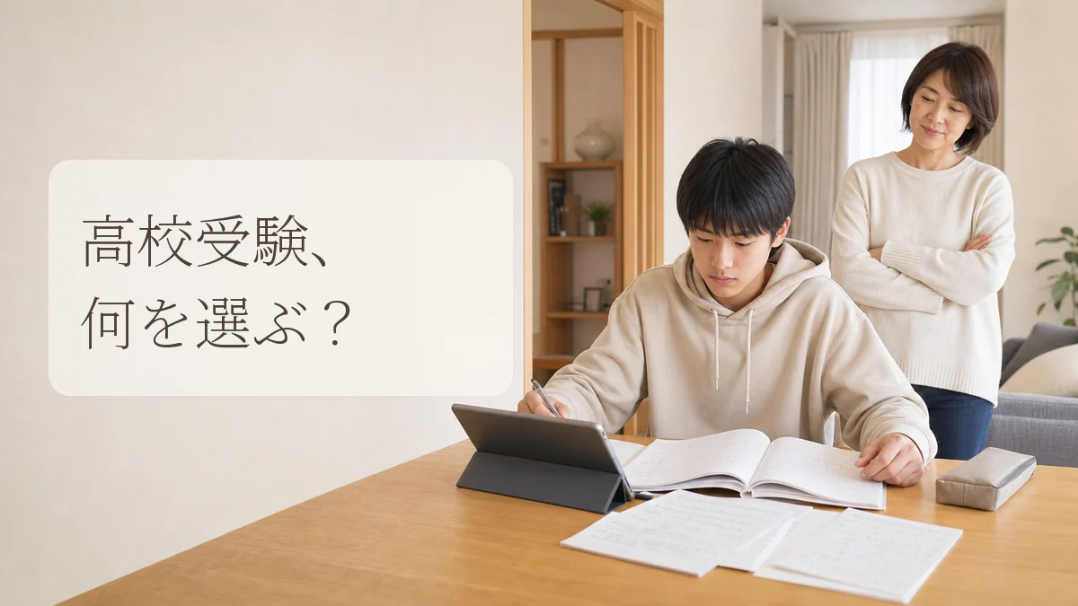 高校受験向け通信教育を検討する中学生と保護者