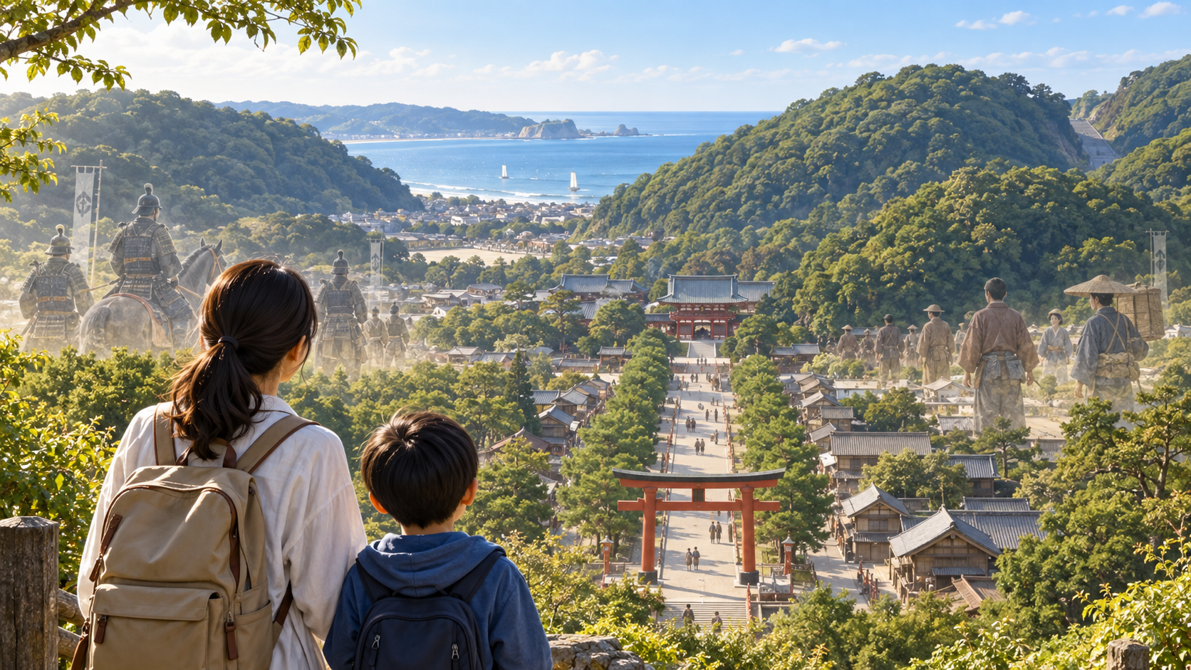 山と海に囲まれた鎌倉の町を親子で見渡し、武士の時代を想像する学び旅