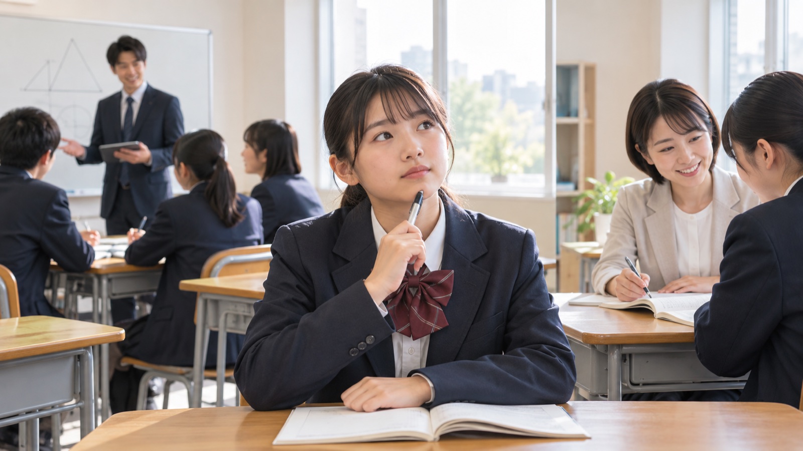 集団塾と個別指導を比較する中学生