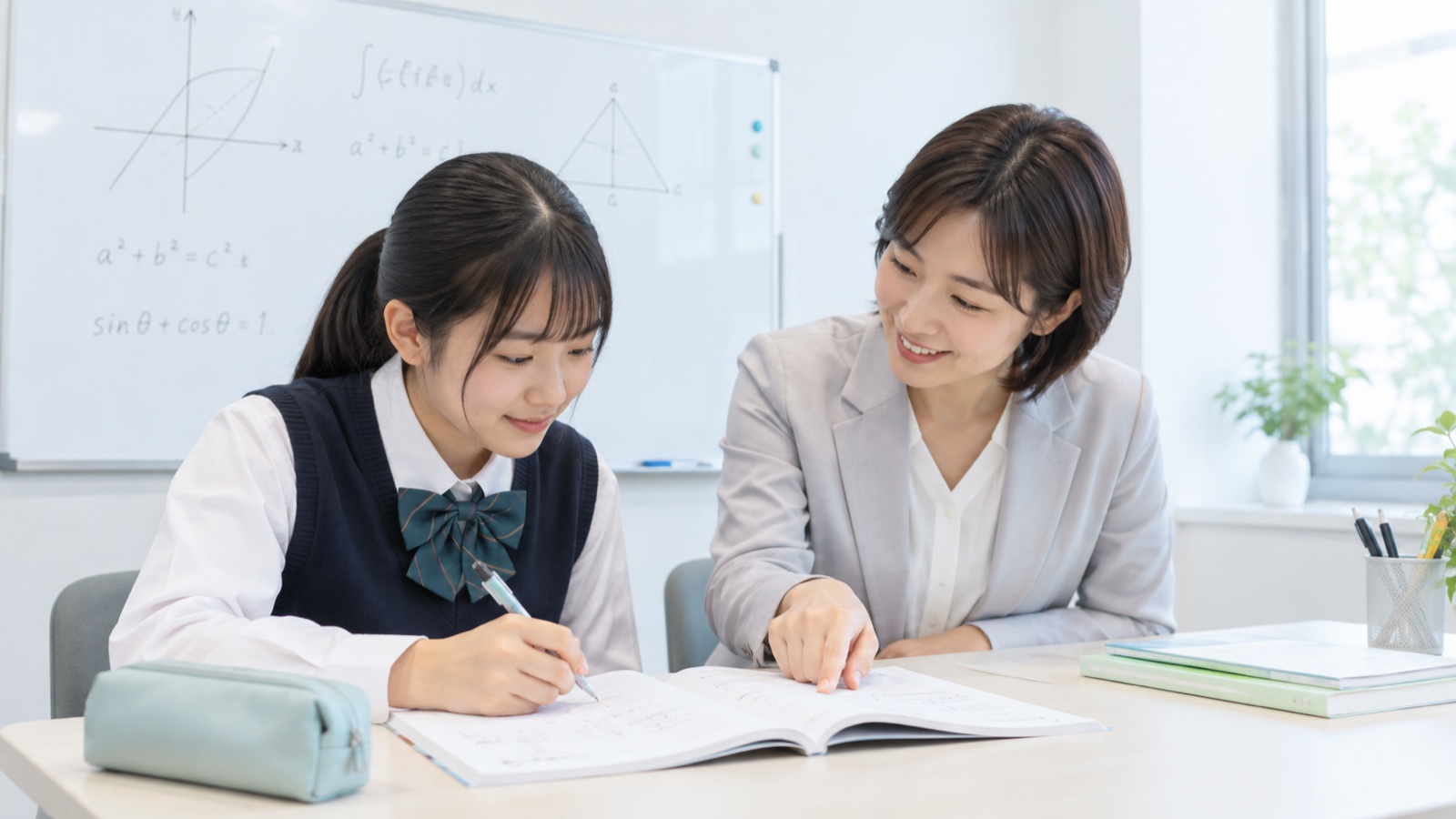 個別指導で数学を学ぶ生徒